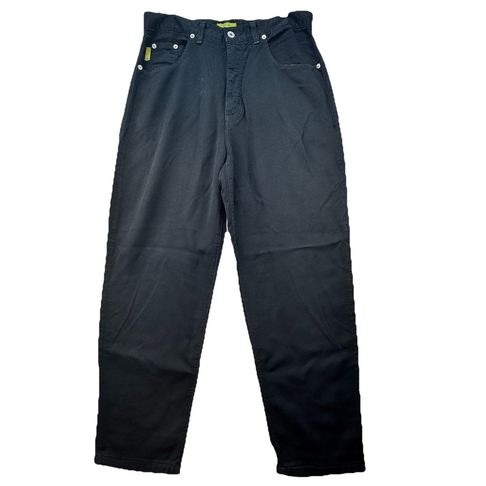 Rare Vintage Y2K Pulp Pants Womens 12 Junlon Rayon Utility Baggy Straight Black